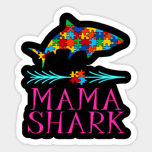 Mama Shark Autism Awarness Family Puzzle Parent New Sticker